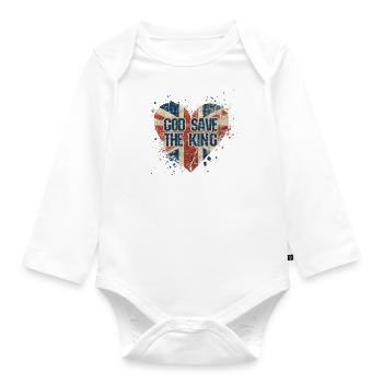 British King Coronation Charles England Flag - Organic Longsleeve Baby Bodysuit - white - Front