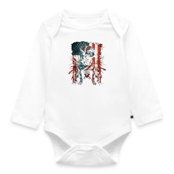 Stars and Stripes American Dog - Body orgánico de manga larga para bebé - blanco - delante