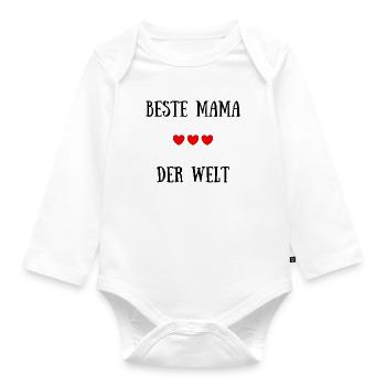 Beste Mama der Welt Herzchen - Geschenk Mama - Baby Bio-Langarm-Body - Weiß - Vorne