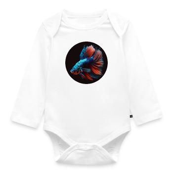 Kampffisch / Beta Splendens - Baby Bio-Langarm-Body - Weiß - Vorne