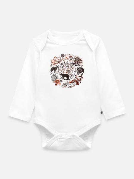 Folklore Australiens - Baby Bio-Langarm-Body - Weiß