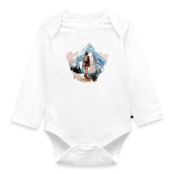 Wandern Frau Berge - Baby Bio-Langarm-Body - Weiß - Vorne