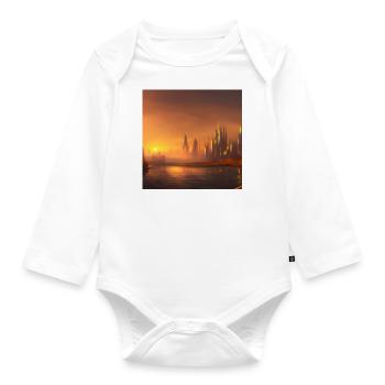City skyline across the water at sunset - Baby Bio-Langarm-Body - Weiß - Vorne