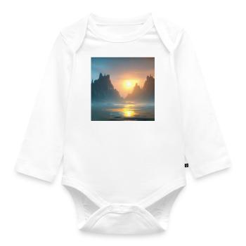 Sunset over the bay - Organic Longsleeve Baby Bodysuit - white - Front