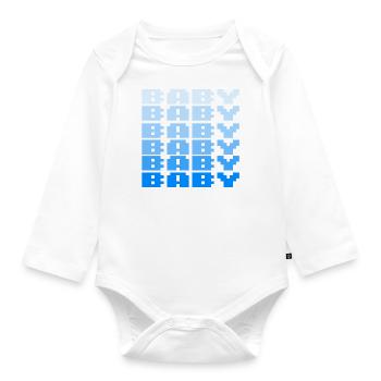 BABY Schriftzug Retro Gaming 8bit - Baby Bio-Langarm-Body - Weiß - Vorne