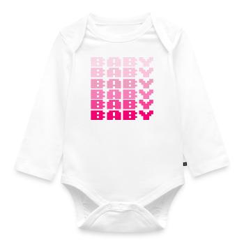 BABY Schriftzug Retro Gaming 8bit - Baby Bio-Langarm-Body - Weiß - Vorne