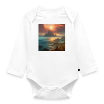 Sunset over the bay_02 - Organic Longsleeve Baby Bodysuit - white - Front
