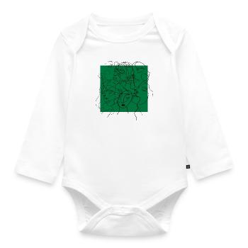 Face line Green - Organic Longsleeve Baby Bodysuit - white - Front