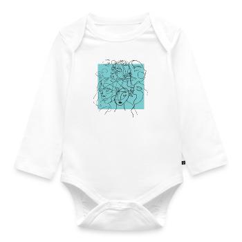 Face line blue - Organic Longsleeve Baby Bodysuit - white - Front