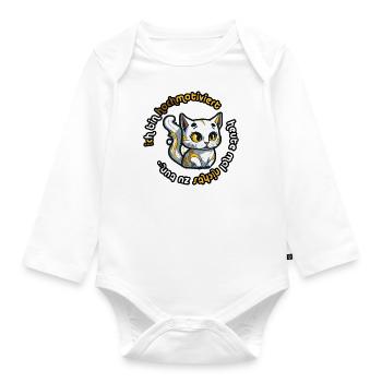 Motiverte goldene Katze - DIGITAL - Baby Bio-Langarm-Body - Weiß - Vorne