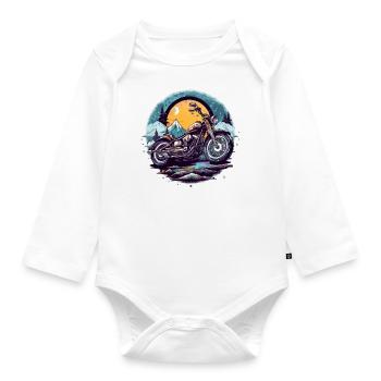 Motorrad-Chopper - Baby Bio-Langarm-Body - Weiß - Vorne
