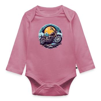 Motorcycle chopper - Organic Longsleeve Baby Bodysuit - mauve - Front