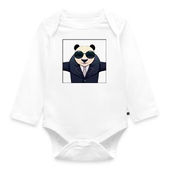 Panda Yolo - Body Bébé bio manches longues - blanc - Devant
