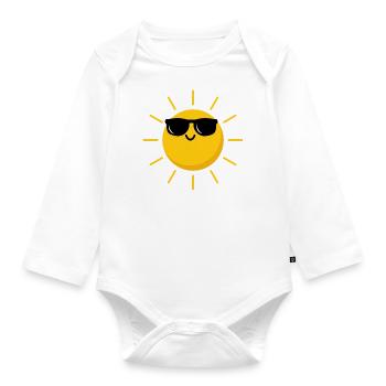 Sonnenbrille - Baby Bio-Langarm-Body - Weiß - Vorne