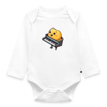 Piano in comic style - Organic Longsleeve Baby Bodysuit - white - Front
