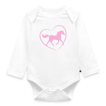 Pferd Herz - Baby Bio-Langarm-Body - Weiß - Vorne