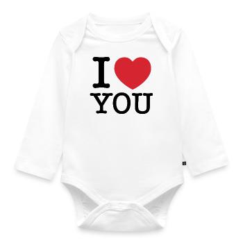 I Love You | You | I Heart You - Organic Longsleeve Baby Bodysuit - white - Front
