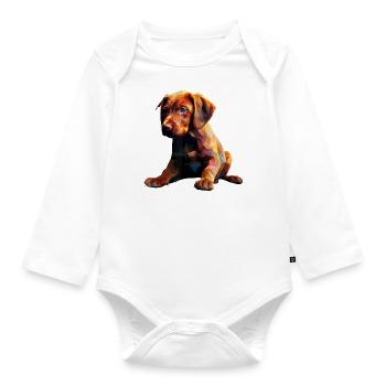 Vizsla Puppy Dog Pop Art - Body Bébé bio manches longues - blanc - Devant