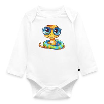 Stylish glasses for trend-conscious animal lovers - Organic Longsleeve Baby Bodysuit - white - Front