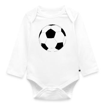 Large football, black and white - Organic Longsleeve Baby Bodysuit - white - Front