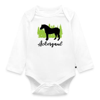 Ackergaul: Symbol für Hartarbeit und Ausdauer - Baby Bio-Langarm-Body - Weiß - Vorne