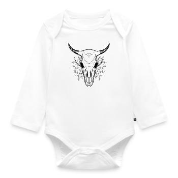 Cow Skull Boho - Organic Longsleeve Baby Bodysuit - white - Front