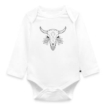 Cow Skull Boho - Organic Longsleeve Baby Bodysuit - white - Front