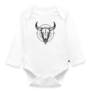 Cow Skull Boho - Organic Longsleeve Baby Bodysuit - white - Front
