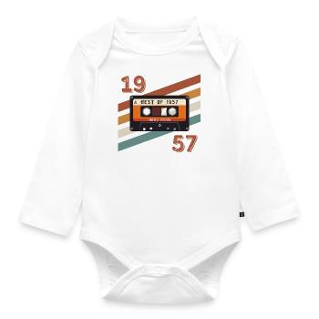 1957 rétro vintage anniversaire - Body Bébé bio manches longues - blanc - Devant