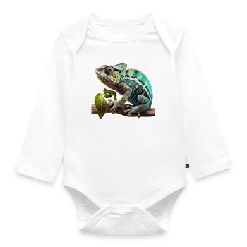 Caméléon sur branche - Body Bébé bio manches longues - blanc - Devant