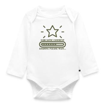 sarcastic comment loading please wait - Organic Longsleeve Baby Bodysuit - white - Front