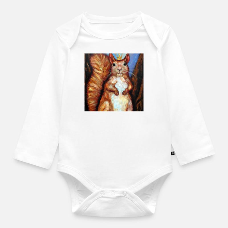Das königliche Eichhörnchen - Baby Bio-Langarm-Body - Weiß