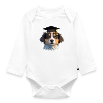 Bachelor Shepherd Dog Graduation Dogs Studies - Organic Longsleeve Baby Bodysuit - white - Front