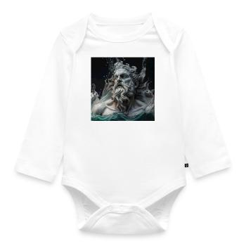 Greek Poseidon sculpture - Organic Longsleeve Baby Bodysuit - white - Front