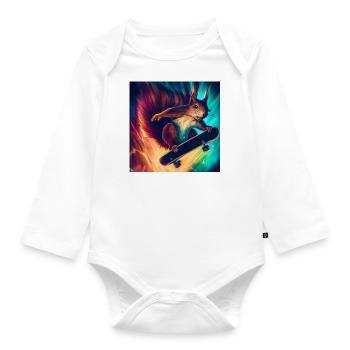 exciting view - Organic Longsleeve Baby Bodysuit - white - Front
