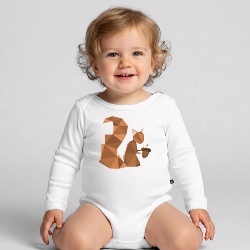 Triangular squirrel Organic Longsleeve Baby Bodysuit