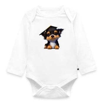 Bachelor Australischer Schäferhund Uni Studium - Baby Bio-Langarm-Body - Weiß - Vorne