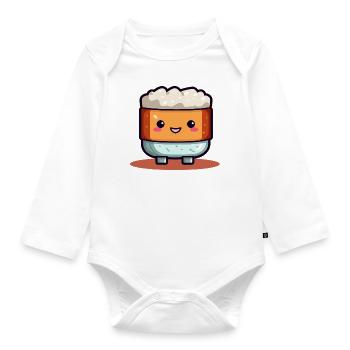 Niedliches Sushi-Maskottchen - Baby Bio-Langarm-Body - Weiß - Vorne