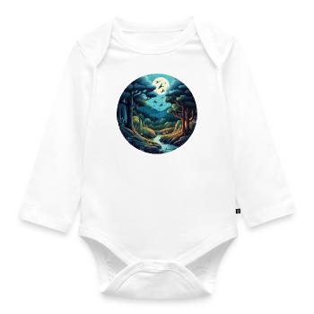 Forest at night - Organic Longsleeve Baby Bodysuit - white - Front