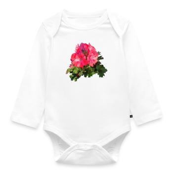 Rose rouge GERANIE - Body Bébé bio manches longues - blanc - Devant