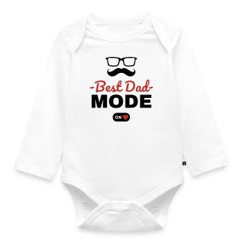Best Dad - Organic Longsleeve Baby Bodysuit - white - Front