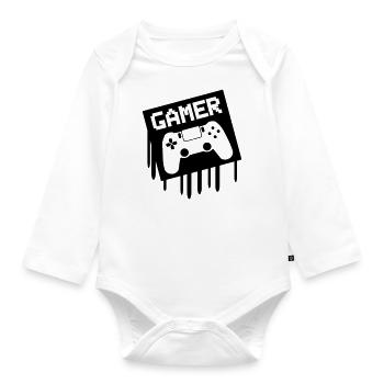 gamer - Organic Longsleeve Baby Bodysuit - white - Front