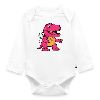 Trex avec sac à dos - Body Bébé bio manches longues - blanc - Devant