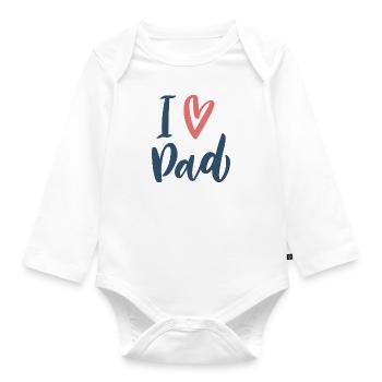 I love dad - Organic Longsleeve Baby Bodysuit - white - Front