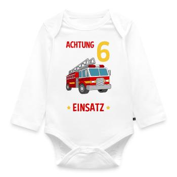 Feuerwehrmann Feuerwehr 6. Geburtstag - Baby Bio-Langarm-Body - Weiß - Vorne