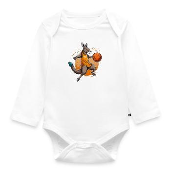 Jump Shot Kangaroo - Organic Longsleeve Baby Bodysuit - white - Front
