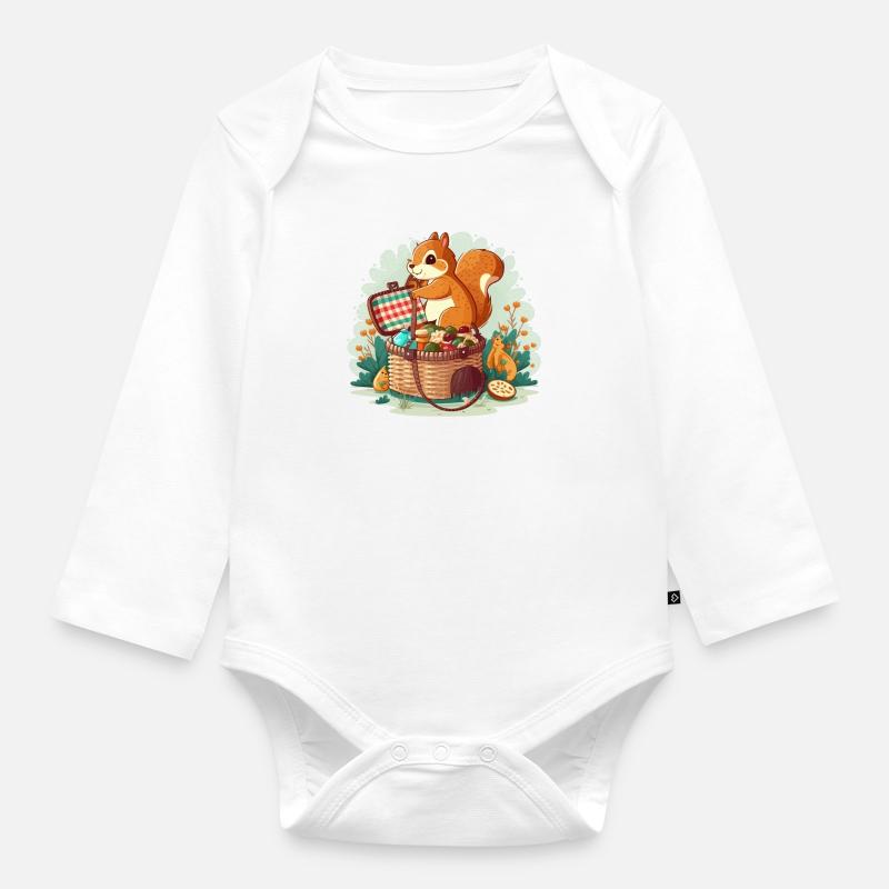 Picknick-Freunde - Baby Bio-Langarm-Body - Weiß