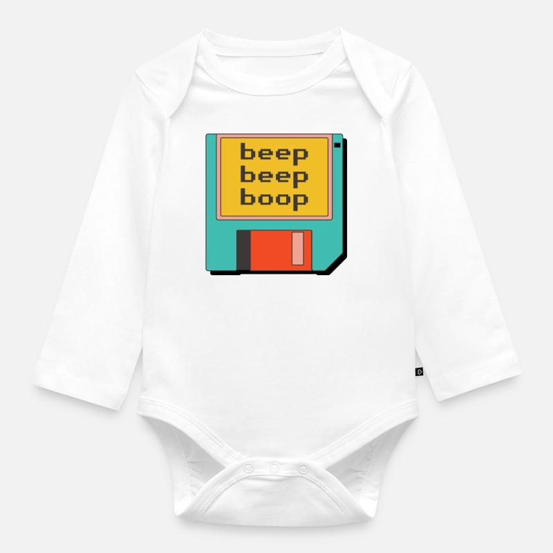 Diskette (Retro) - Baby Bio-Langarm-Body - Weiß