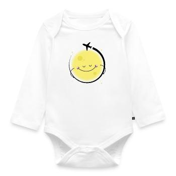 Flying around the moon - Baby Bio-Langarm-Body - Weiß - Vorne