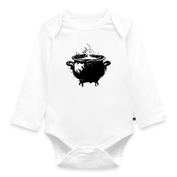 Kessel Magisch Hexe Halloween - Baby Bio-Langarm-Body - Weiß - Vorne